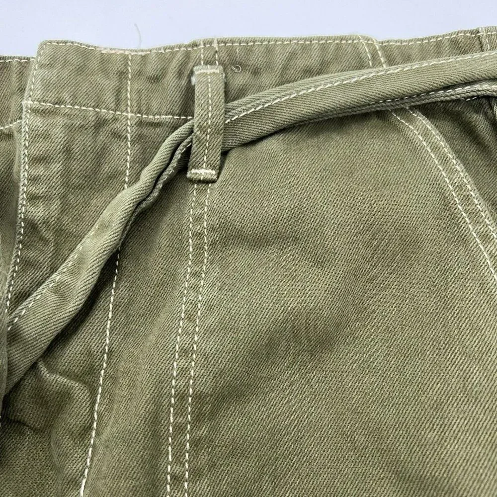 Topshop Moto Green Belted Denim Skirt Size 8